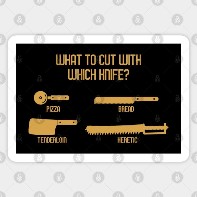 What to Cut with which Knife Funny Wargaming Meme Sticker by pixeptional